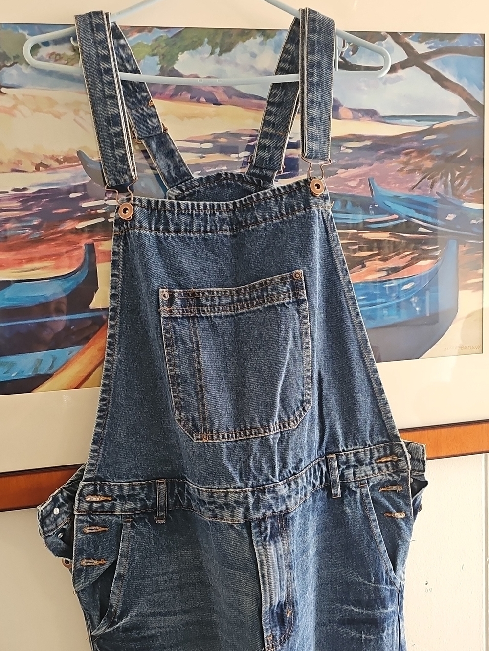 Men Classic Blue Denim Overalls Size 34